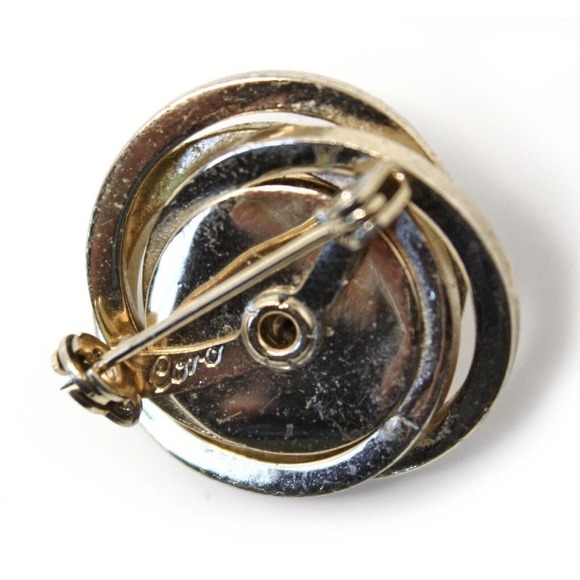 Vintage 2 Matching Coro Signed Pins 1" Swirl Design w Purple Rhinestone -Hey Viv - Picture 6 of 7